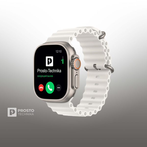 Часы Apple Watch Ultra 2, 49 мм, титан светлого цвета, ремешок Ocean белого цвета (2023)